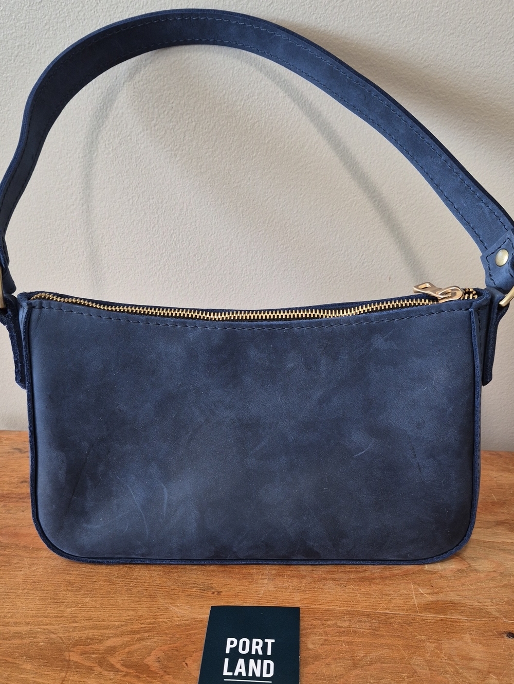 Portland Leather Goods Lucy  Navy Leather Shoulder Bag - Picture 4 of 6